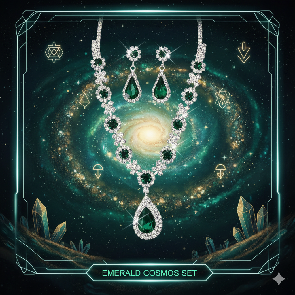 Collier et boucles d’oreilles en zircon en forme de cœur de luxe pour femme – Édition Cosmique (Idée cadeau)