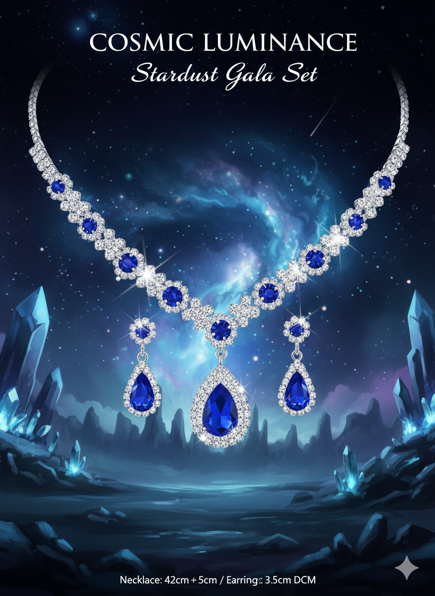 Ensemble de bijoux en argent sterling 925 - Collier et boucles d'oreilles de luxe avec zircone en forme de cœur pour femmes - Cadeau édition cosmique