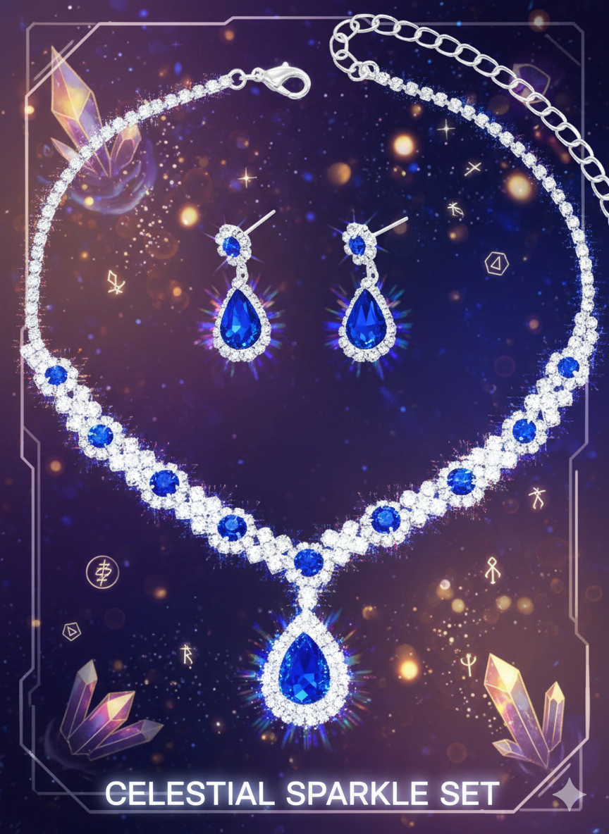 Ensemble de bijoux en argent sterling 925 - Collier et boucles d'oreilles de luxe avec zircone en forme de cœur pour femmes - Cadeau édition cosmique