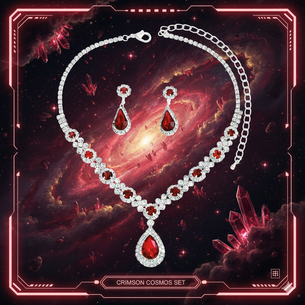 Ensemble de bijoux en argent sterling 925 - Collier et boucles d'oreilles de luxe avec zircone en forme de cœur pour femmes - Cadeau édition cosmique
