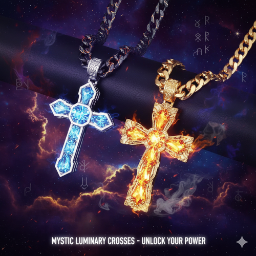 Pendentif croix Cyber-Iced et chaîne tennis Elite 4 mm