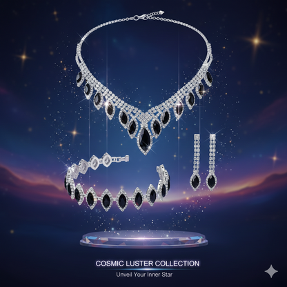 Ensemble de bijoux en argent sterling 925 Celestial - Collier, boucles d'oreilles, bracelet et bague en zircone pour mariage/gala glamour