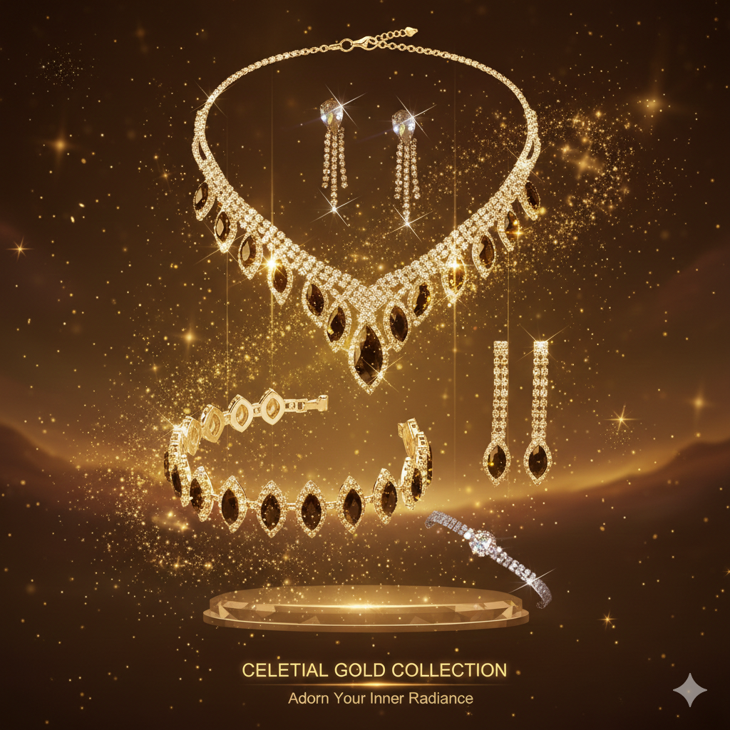 Ensemble de bijoux en argent sterling 925 Celestial - Collier, boucles d'oreilles, bracelet et bague en zircone pour mariage/gala glamour