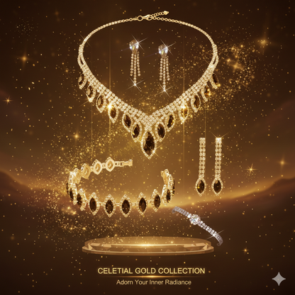 Ensemble de bijoux en argent sterling 925 Celestial - Collier, boucles d'oreilles, bracelet et bague en zircone pour mariage/gala glamour
