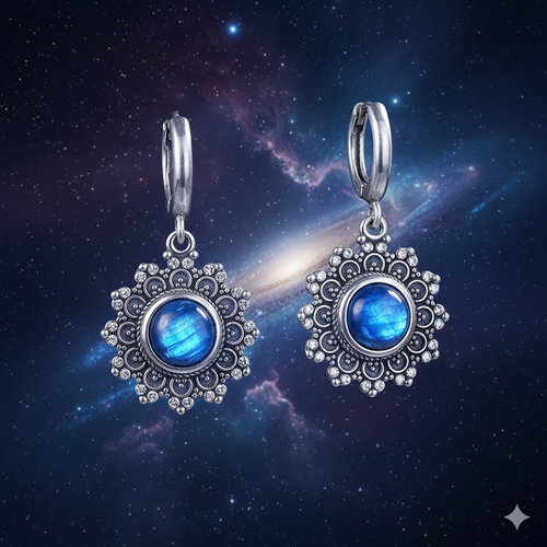 Boucles d'oreilles élégantes en cyanite naturelle - Bijoux vintage en argent 925 pour les mariages et les occasions spéciales