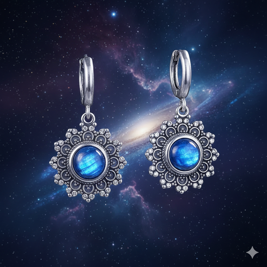Boucles d'oreilles élégantes en cyanite naturelle - Bijoux vintage en argent 925 pour les mariages et les occasions spéciales