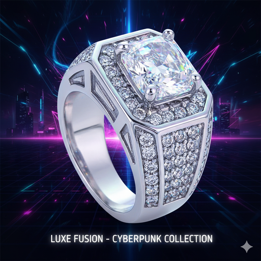 Galactic Ice : bague chevalière pour homme Elite Iced-Out