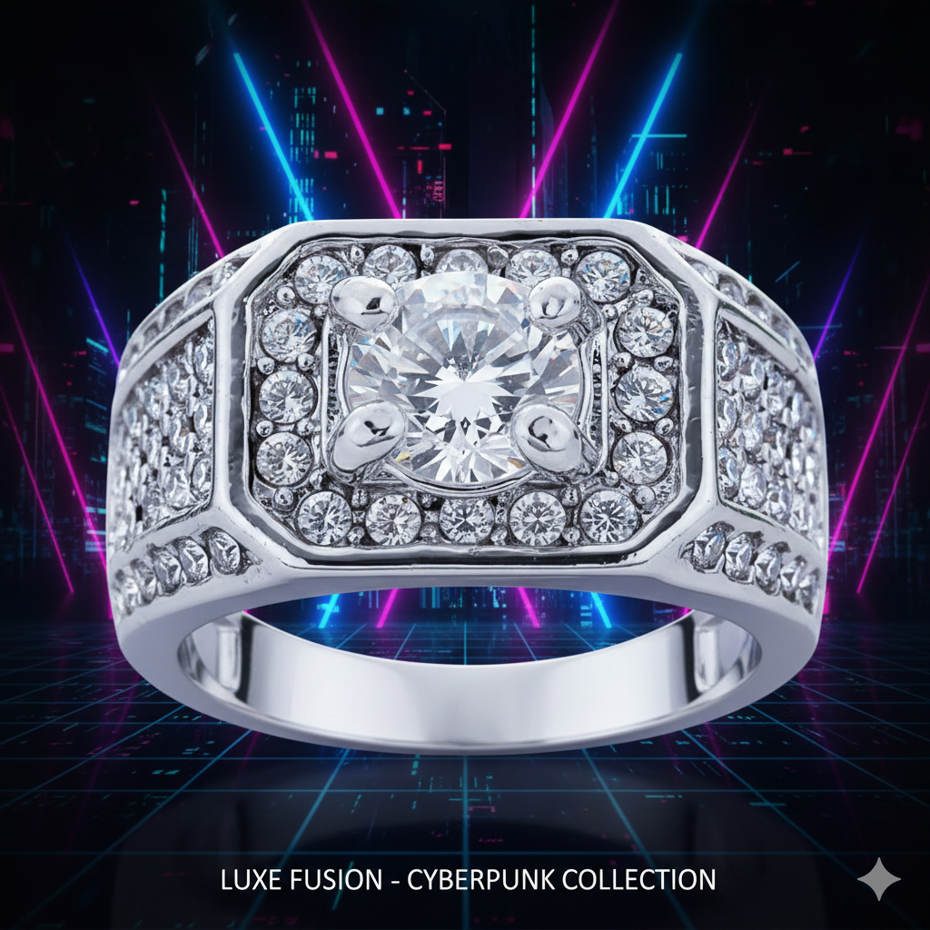 Galactic Ice : bague chevalière pour homme Elite Iced-Out