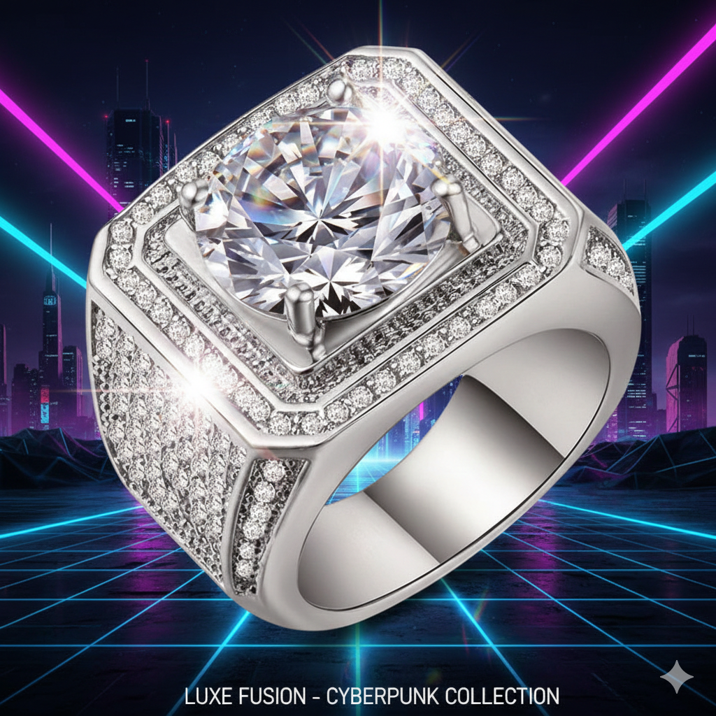 Galactic Ice : bague chevalière pour homme Elite Iced-Out