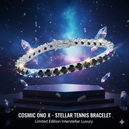 Bracelet tennis de luxe en zircone noire 5A - Argent sterling S925 plaqué or 18 carats