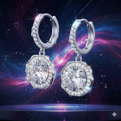Éclat intemporel – Boucles d'oreilles pendantes Halo en CZ taille étoile