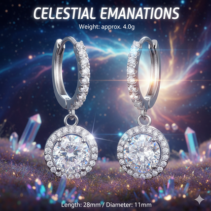 Éclat intemporel – Boucles d'oreilles pendantes Halo en CZ taille étoile