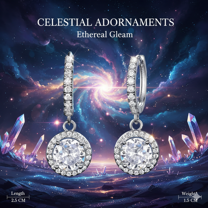 Éclat intemporel – Boucles d'oreilles pendantes Halo en CZ taille étoile